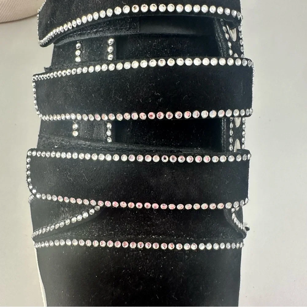 EUC! Christian Louboutin Black Suede Kiddo Bordo Crystal Velcro Sneakers 37 7 - Picture 15 of 15